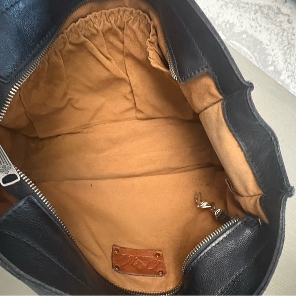 Patricia Nash Black Leather Studded Double Handles Zipper Satchel Bag - Picture 8 of 11